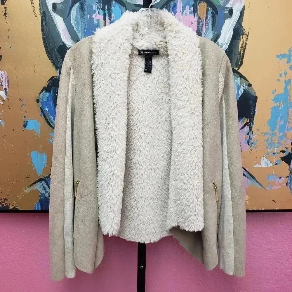 INC Faux Suede and Sherpa Jacket